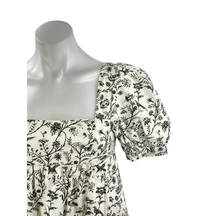 Urban Outfitters X Laura Ashley Penelope Black White Babydoll Mini Dress Size XS