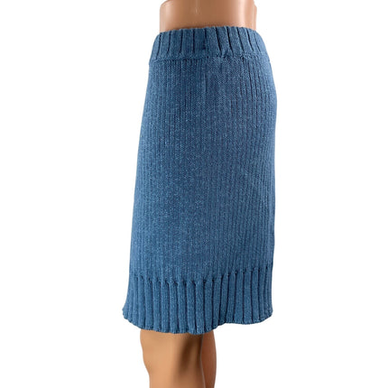 Free People FP Beach Blue Ribbed Knit High Rise Pull On Bermuda Shorts Size M