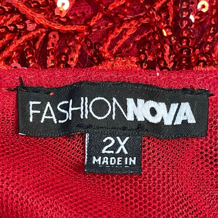 Fashion Nova After Party Red Sleeveless Cami Camisole Sequin Mini Dress Size 2X
