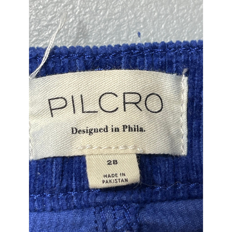 Anthropologie Pilcro Blue Corduroy High Waisted Flared Bootcut Trousers Pants 28