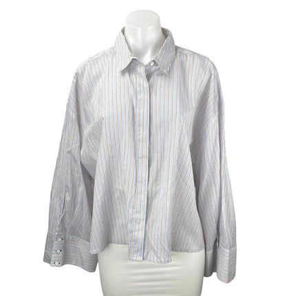Urban Outfitters Women's Multicolor Striped Long Belle Sleeve Button Up Shirt M