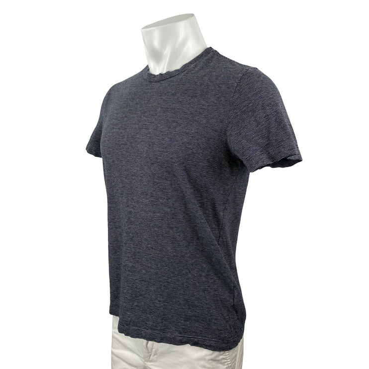Theory Men's Black Striped Short Sleeve Crew Neck Basic T Shirt Tee Top Size M