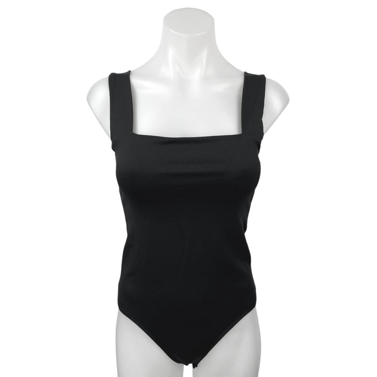 Abercrombie & Fitch Black Sleeveless Square Neck Strap Soft Bodysuit Thong Top S