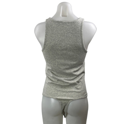 WeWoreWhat Women's Heather Gray Sleeveless Knit Ruched Tank Bodysuit Top Size M