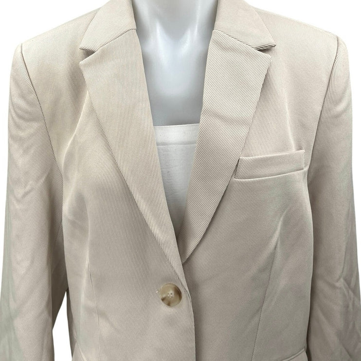 NEW NA-KD Women's Cream White Twill Oversized Button Blazer Coat Jacket Size 6