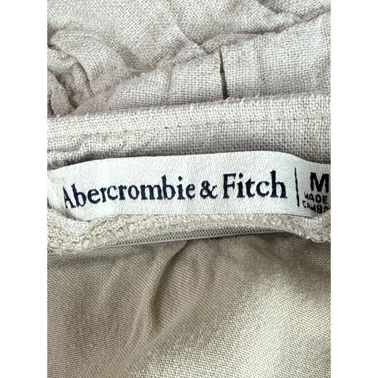 Abercrombie & Fitch Beige Linen Crinkle Ruched Ruffle Pencil Mini Skirt Size M