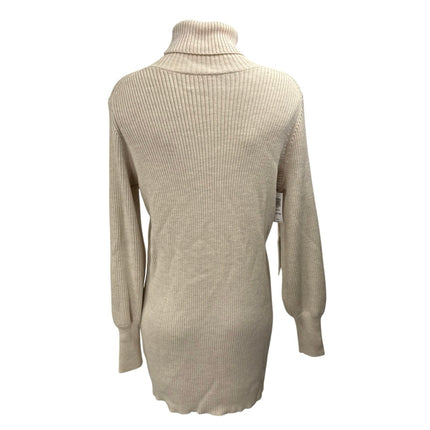 Aritzia Wilfred Beige Long Balloon Sleeve Turtleneck Sweater Mini Dress Size XS