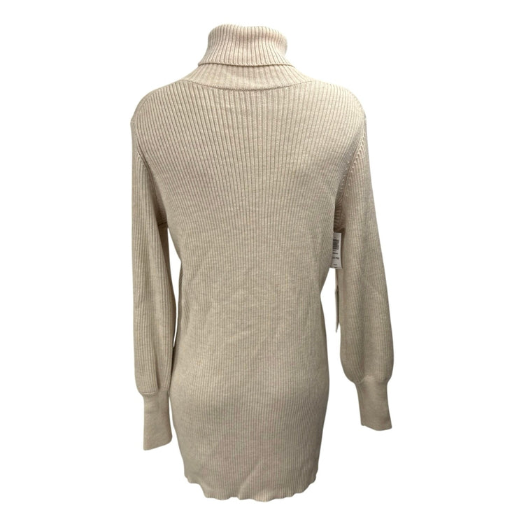 Aritzia Wilfred Beige Long Balloon Sleeve Turtleneck Sweater Mini Dress Size XS