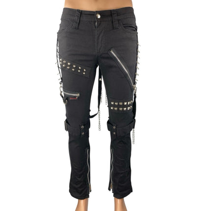 Tripp NYC Studded Bondage Men's Black Studded Zipper Straight Trousers Pants 26