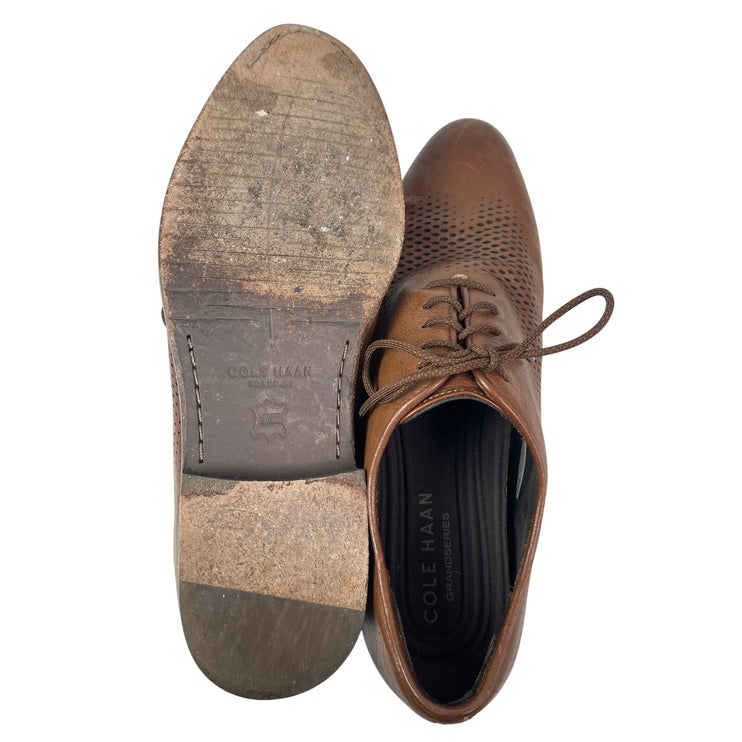Cole Haan Washington Grand Laser Wingtip Men's Brown Leather Oxford Shoes 10.5