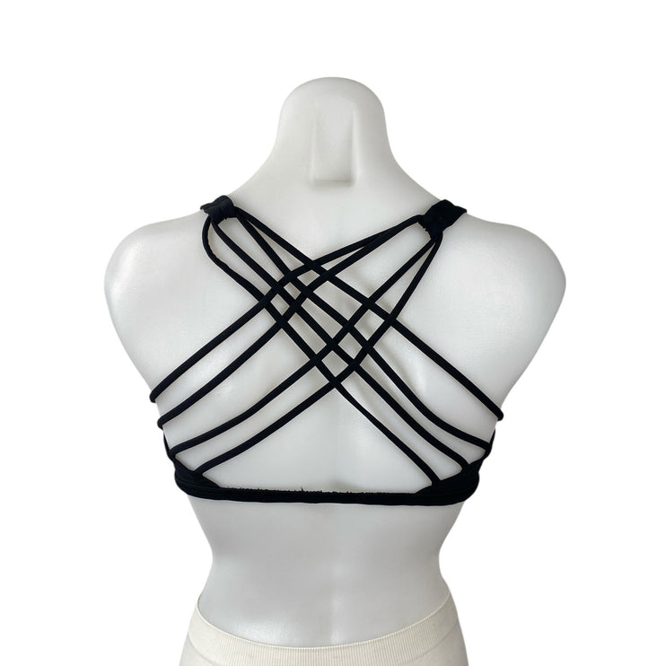 Lululemon Women's Black Strappy Yoga Workout Athletic Crop Top Sports Bra Size 6