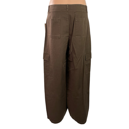 NEW Caara Women's Brown High Rise Wide Leg Baggy Palazzo Cargo Pants Size 6