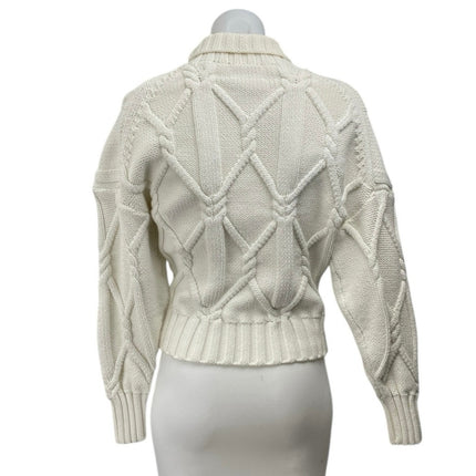 J.Crew Collection Womens Cream Cable Knit Turtleneck Pullover Sweater Top Size S