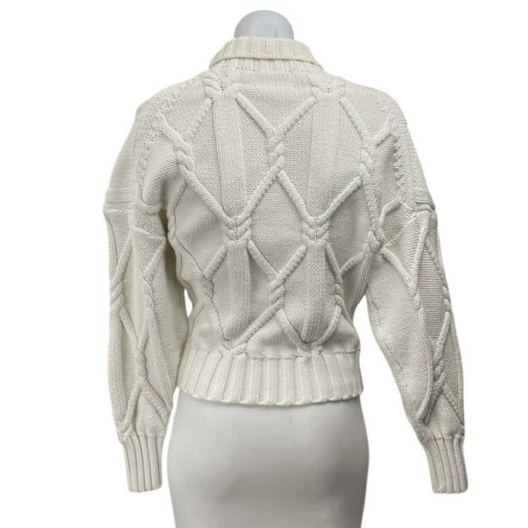 J.Crew Collection Womens Cream Cable Knit Turtleneck Pullover Sweater Top Size S