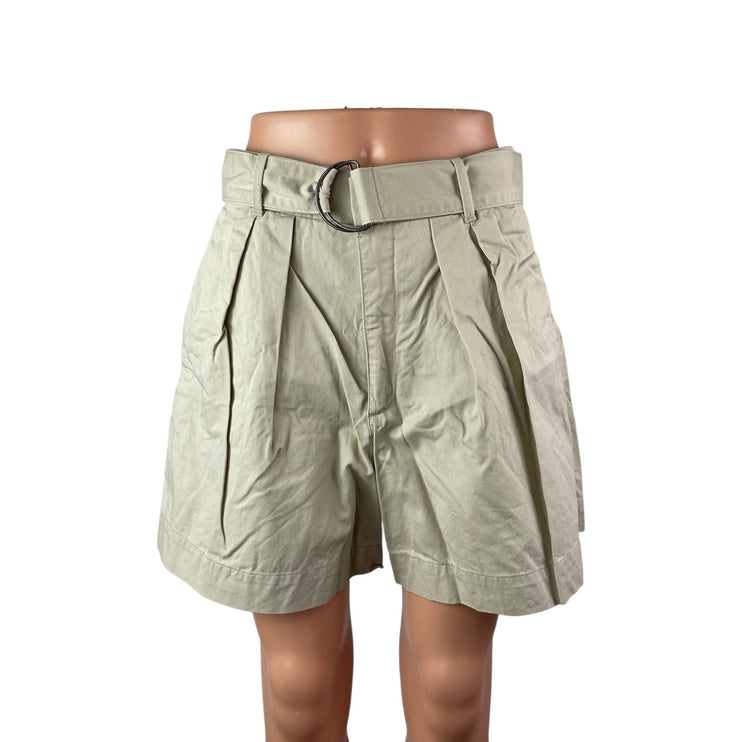 Abercrombie & Fitch Women's Beige High Rise Belted Pleated Mini Shorts Size M