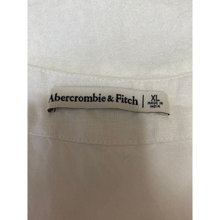 Abercrombie & Fitch White Linen Sleeveless Tie Front V-neck Crop Tank Top Sz XL