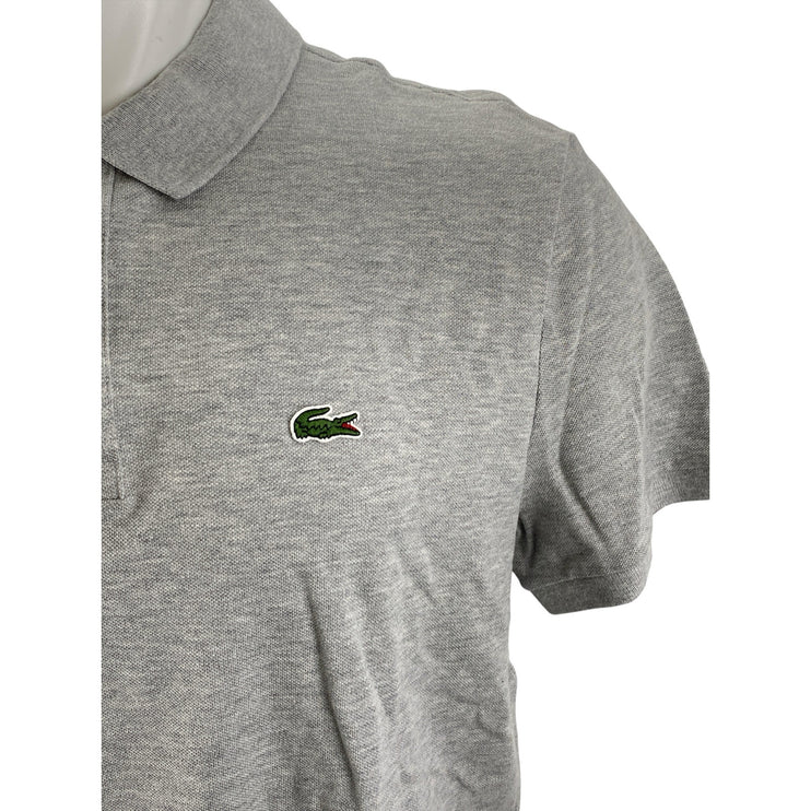 Lacoste Men Heather Gray Short Sleeve Logo Slim Fit Golf Polo Shirt Top Size XXL