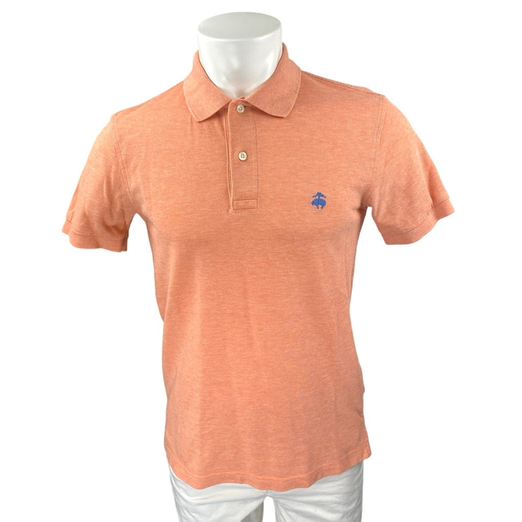Brooks Brothers Men's Orange Coral Logo Slim Short Sleeve Polo Shirt Top Size S