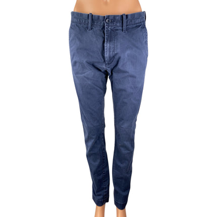 J. Crew Flex Blue Mid Rise Slim Fit Straight Leg Chino Khaki Trousers Pants 30