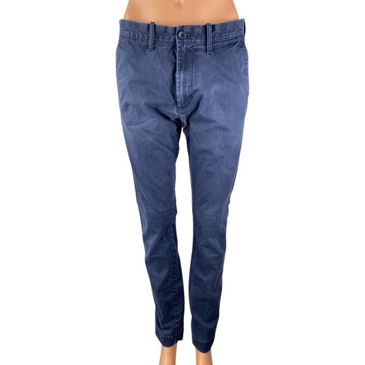 J. Crew Flex Blue Mid Rise Slim Fit Straight Leg Chino Khaki Trousers Pants 30