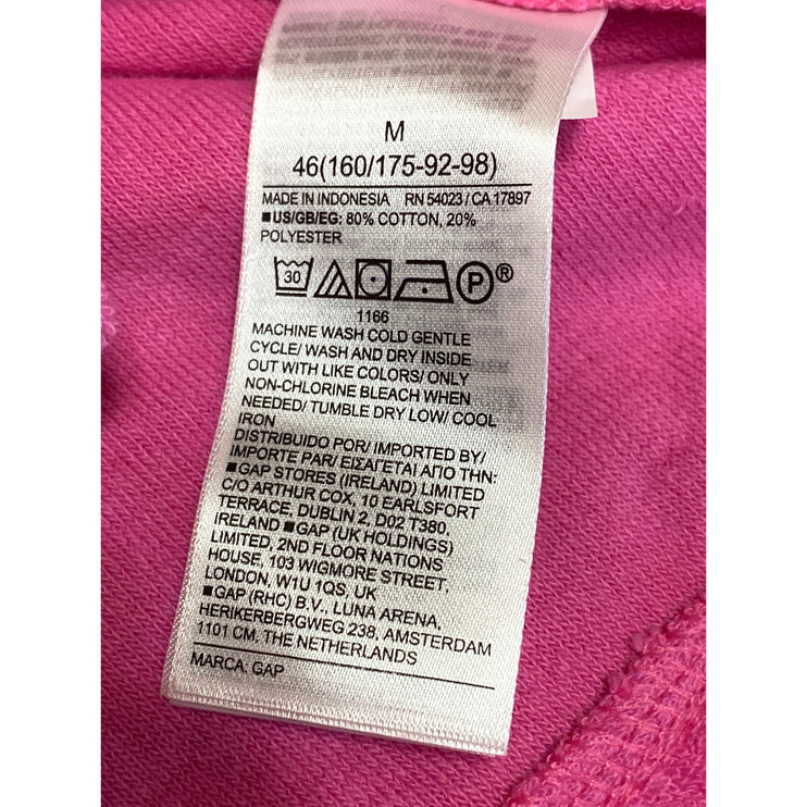 NEW Gap Women Pink Short Sleeve Towel Terry Pocket Button Down Shirt Top Size M