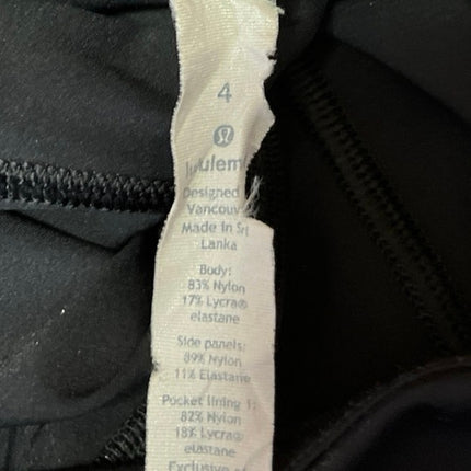 Lululemon On Pace Crop Black Mesh Yoga Workout Athletic Tight Leggings Pants 4