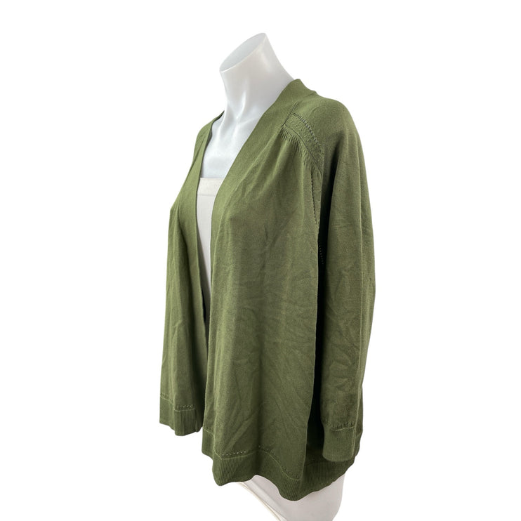 Lane Bryant Women's Green Knit Long Sleeve Open Cardigan Sweater Top Size 22/24