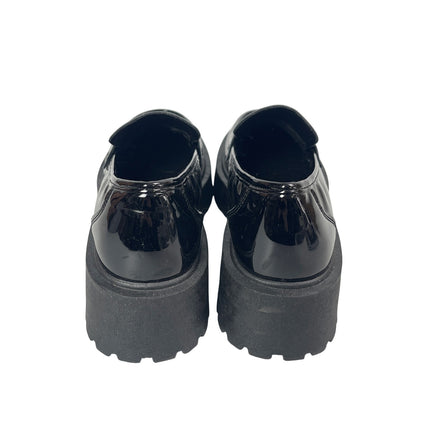 Charlotte Russe Black Panent Leather Slip On Platform Chunky Loafers Shoes Sz 7