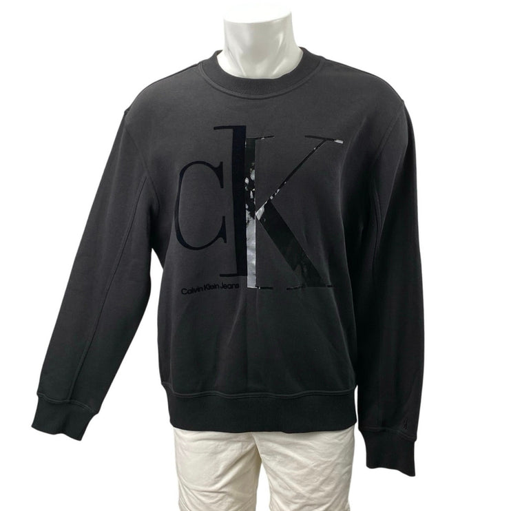 Calvin Klein Jeans Men's Black Logo Long Sleeve Crewneck Sweatshirt Top Size L