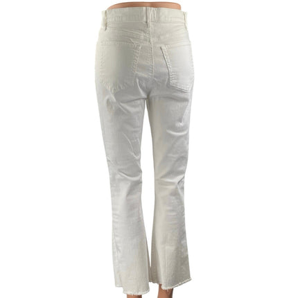 Ann Taylor LOFT Womens White High Rise Flare Bootcut Cropped Denim Jeans Size 26