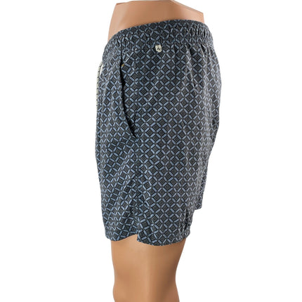 J.Crew Men's Blue Argyle Geometric Drawstring Stretch Boar Shorts Swim Trunks M