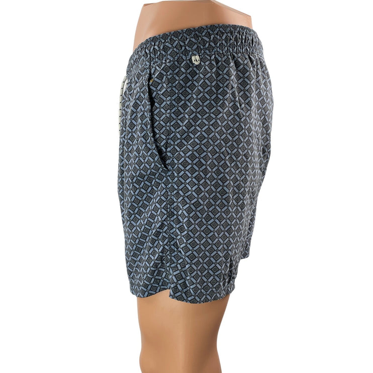 J.Crew Men's Blue Argyle Geometric Drawstring Stretch Boar Shorts Swim Trunks M