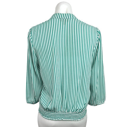 The Limited Green Striped Bow Tie Front 3/4 Sleeve Career Office Blouse Top Sz S