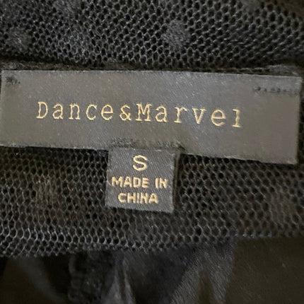 Dance & Marvel Black Long Sleeve Ruched Mesh Sheer Polka Dot Peplum Blouse Top S