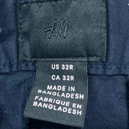 H&M Men's Navy Blue White Palm Tree Khaki Chino Bermuda Casual Shorts Size 32