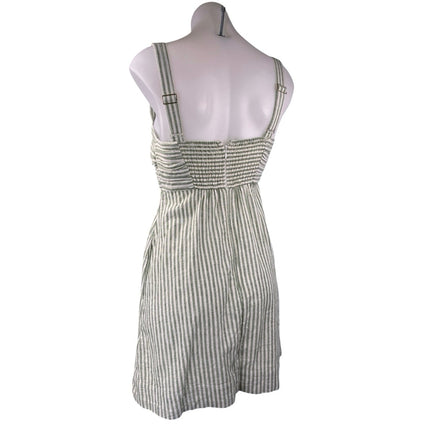 Abercrombie & Fitch Emerson Green Linen Striped Sleeveless Tank Romper Shorts S