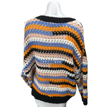 Divided by H&M Multicolor Striped Crochet Open Knit Pullover Sweater Top Size XL