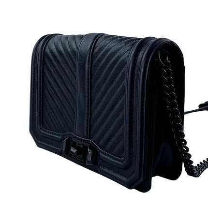 Rebecca Minkoff Chevron Quilted Love Chain Crossbody Clutch Purse Handbag OS