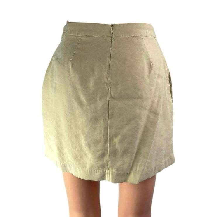 Danielle Bernstein Women's Beige Khaki Pleated Twill Mini Pencil Skirt Size S/P