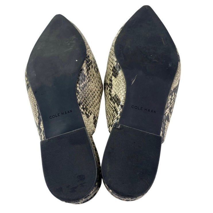 Cole Haan Piper Women's Snakeskin Leather Pointed Toe Slip On Mules Sandals 7.5