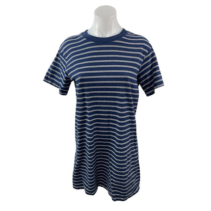 Madewell Women's Navy Blue Striped Short Sleeve Crewneck T Shirt Mini Dress S