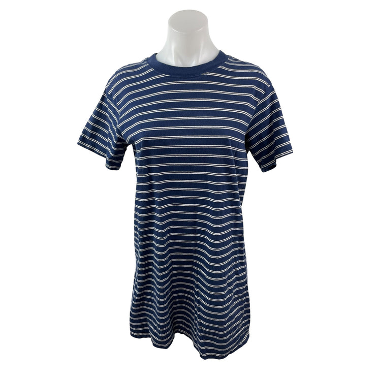 Madewell Women's Navy Blue Striped Short Sleeve Crewneck T Shirt Mini Dress S
