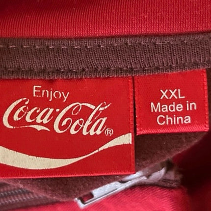 Women's Red Coca Cola Turtleneck Striped Colorblock Zip Up Track Jacket Size XXL