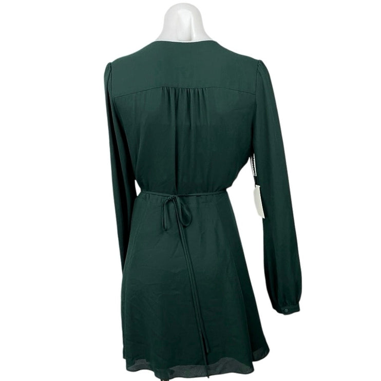 Aritzia Sunday Best Alexi Green Long Sleeve Flowy Mini Flare A-Line Wrap Dress 6