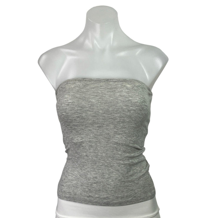 Joah Brown Women's Gray Ribbed Sleeveless Strapless Slim Tube Bandeau Top Sz S/M
