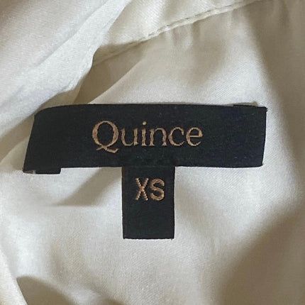 Quince Women's Cream Ivory Silk Satin Short Sleeve Button Up Shirt Top Size XS