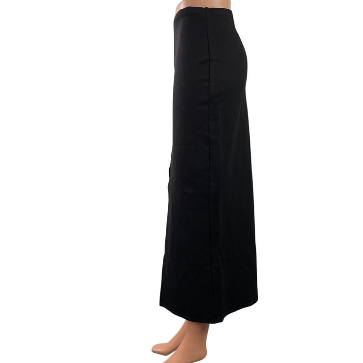 MNG Mango Black High Waisted Front Slit Midi Maxi Straight Pencil Skirt Size S