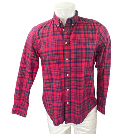 Ralph Lauren Men's Red Plaid Flannel Long Sleeve Button Up Shirt Top Size XL