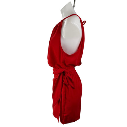 Lulus Women's Red Sleeveless Faux Wrap Halter Tie Back Skort Jumpsuit Romper L