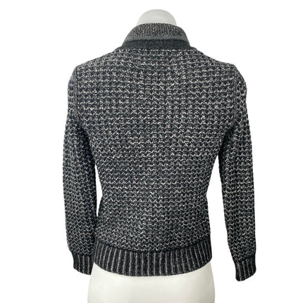 Rag & Bone Neiman Marcus Gray Black Wool Button Long Sleeve Cardigan Sweater M
